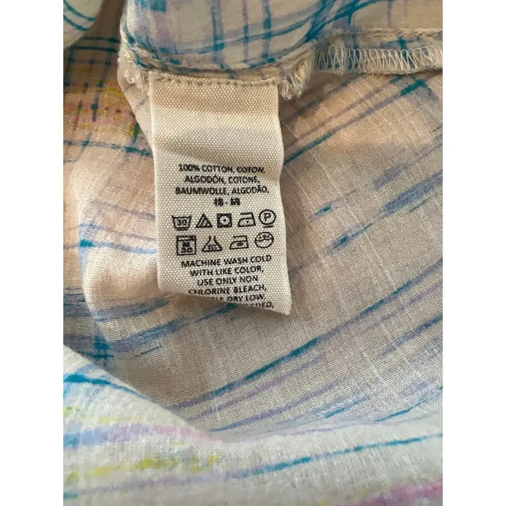 Free People Shore Vibes Plaid Long Sleeve Button Up
